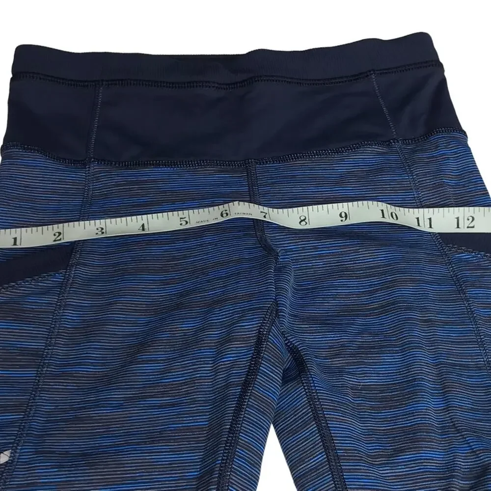Lululemon Size 2/4 Cut the Crop Striped Cropped Leggings-Side Pockets-Ruched Leg